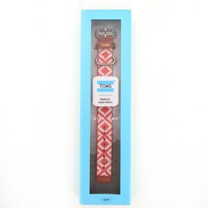 TOMS Apple 38mm Watch Band Red Woven Diamond Leather Stainless Steel Finish NEW